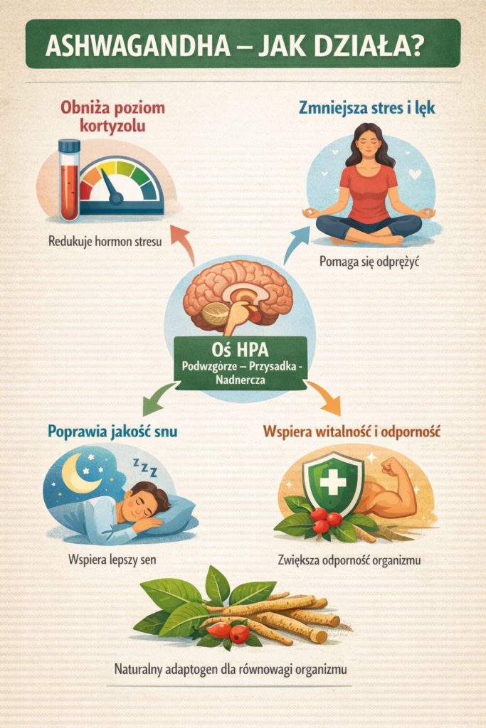 jak działa ashwagandha infografika